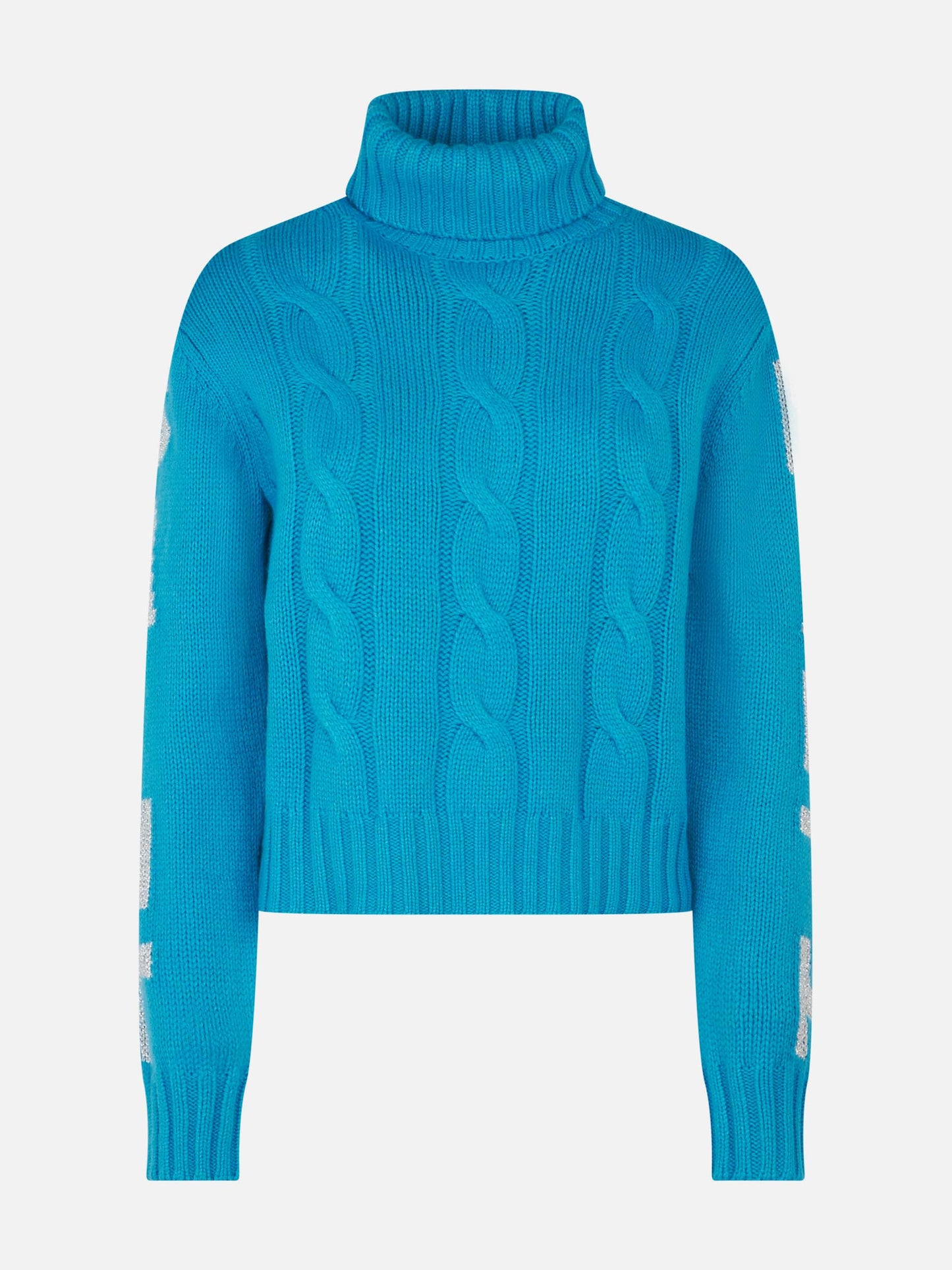 Rollkragenpullover für Damen mit Zopfmuster und Saint Barth-Jacquard