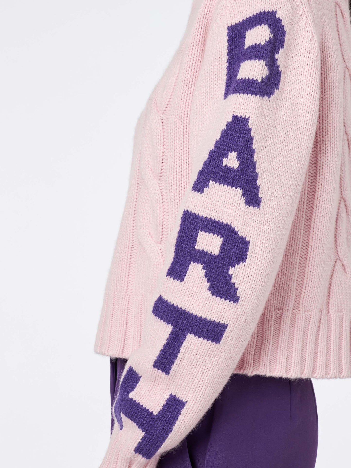 Woman turtleneck braided sweater with Saint Barth jacquard