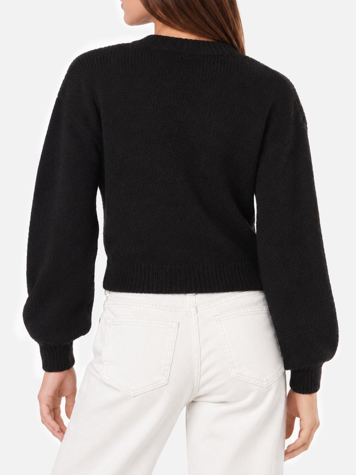 Jersey negro suave Danya con bordado Somebody to love y corazones de crochet 