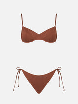 Bikini da donna a bralette marrone con ferretto