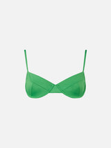 Costume da bagno a bralette da donna verde con ferretto