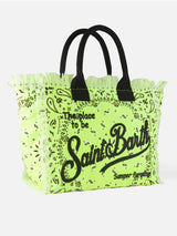 Borsa a spalla Vanity in canvas con stampa bandana giallo fluo