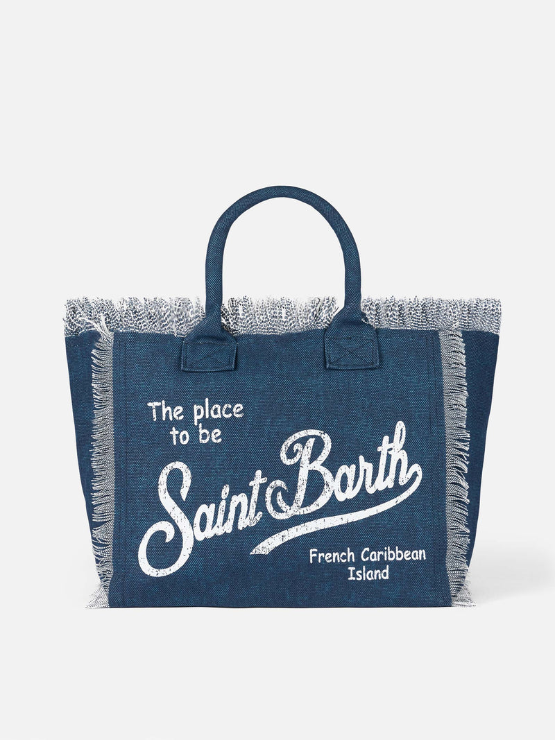 Indigo cotton canvas Vanity tote bag