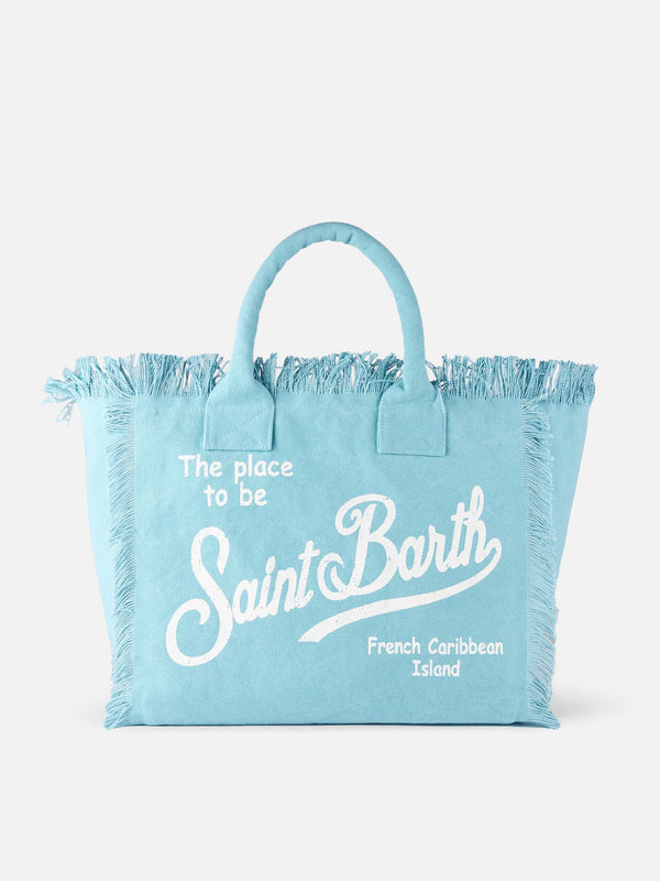 Light blue cotton canvas Vanity tote bag