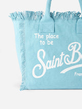 Light blue cotton canvas Vanity tote bag