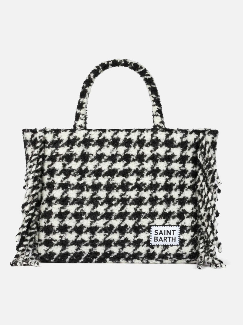 Vanity blanket shoulder bag with pied-de-poule print