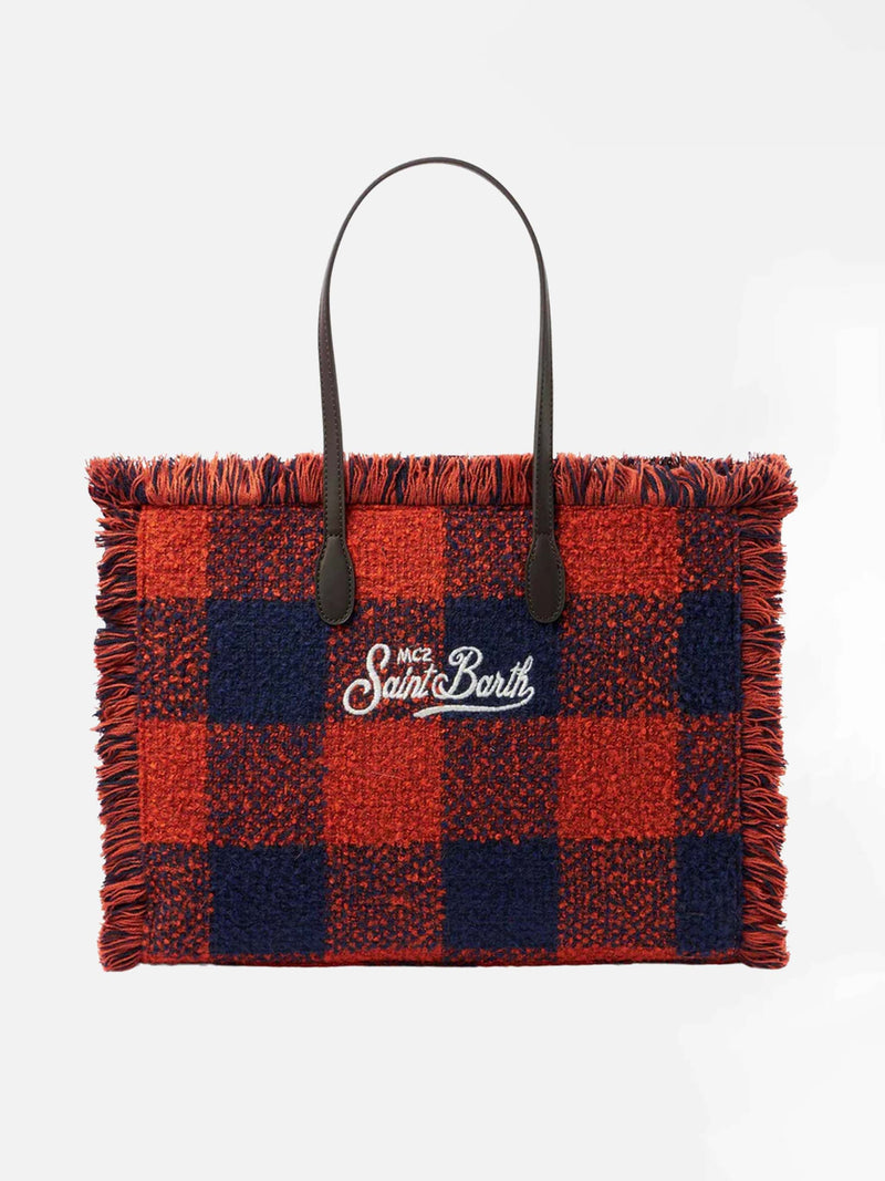 Vanity wooly shoulder bag with check print