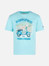 T-shirt da bambino in cotone con stampa Portofino Vespa Friend | Vespa® Special Edition