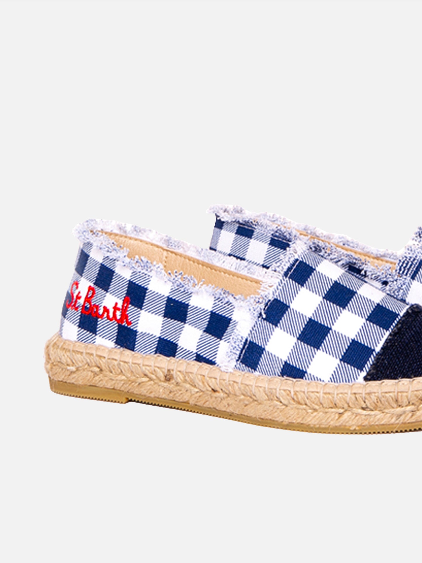Espadrillas in canvas stampa vichy con ricamo