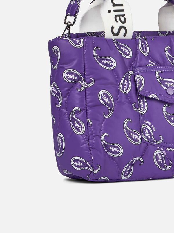 Borsa a mano imbottita con stampa paisley