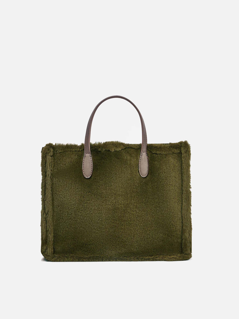 Borsa a mano in ecopelliccia verde Vivian