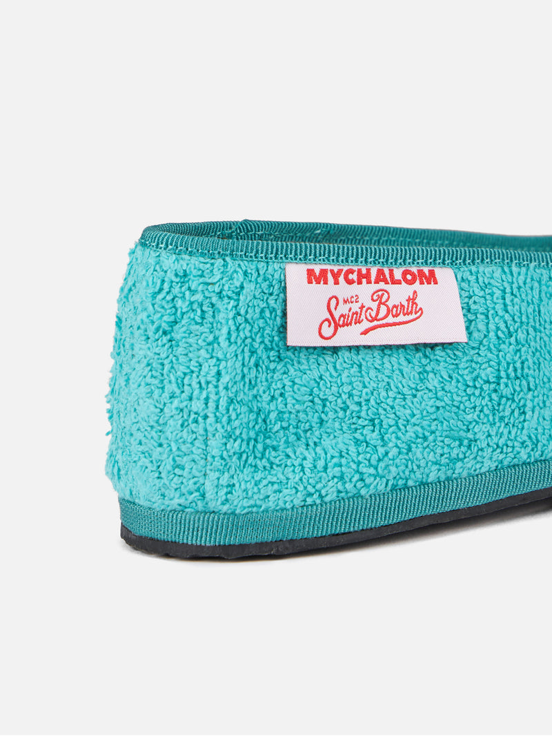 Woman aquamarine terry slipper loafers | MY CHALOM SPECIAL EDITION