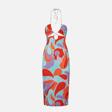 Longuette cutout wave printed dress Farah