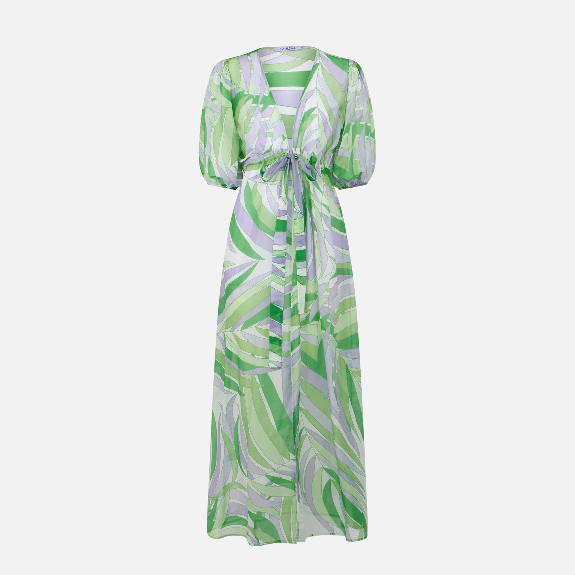 bliss silk dress Cotton and silk long dress Bliss with palm print