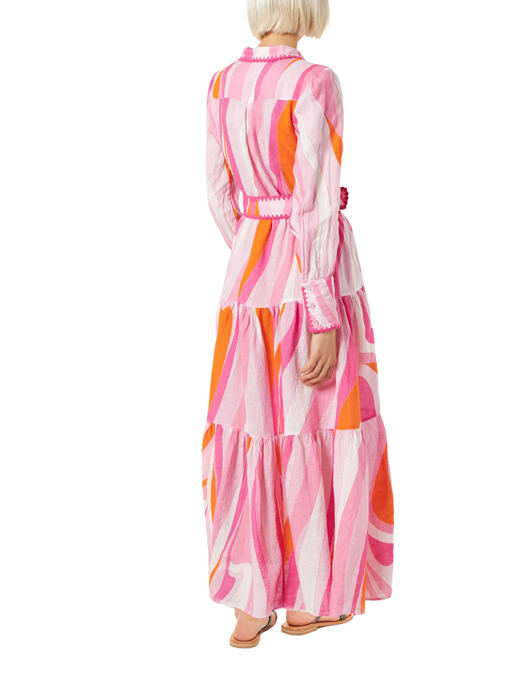 Mehrfarbiges Shape-Wellenkleid Marbella mit Stickereien