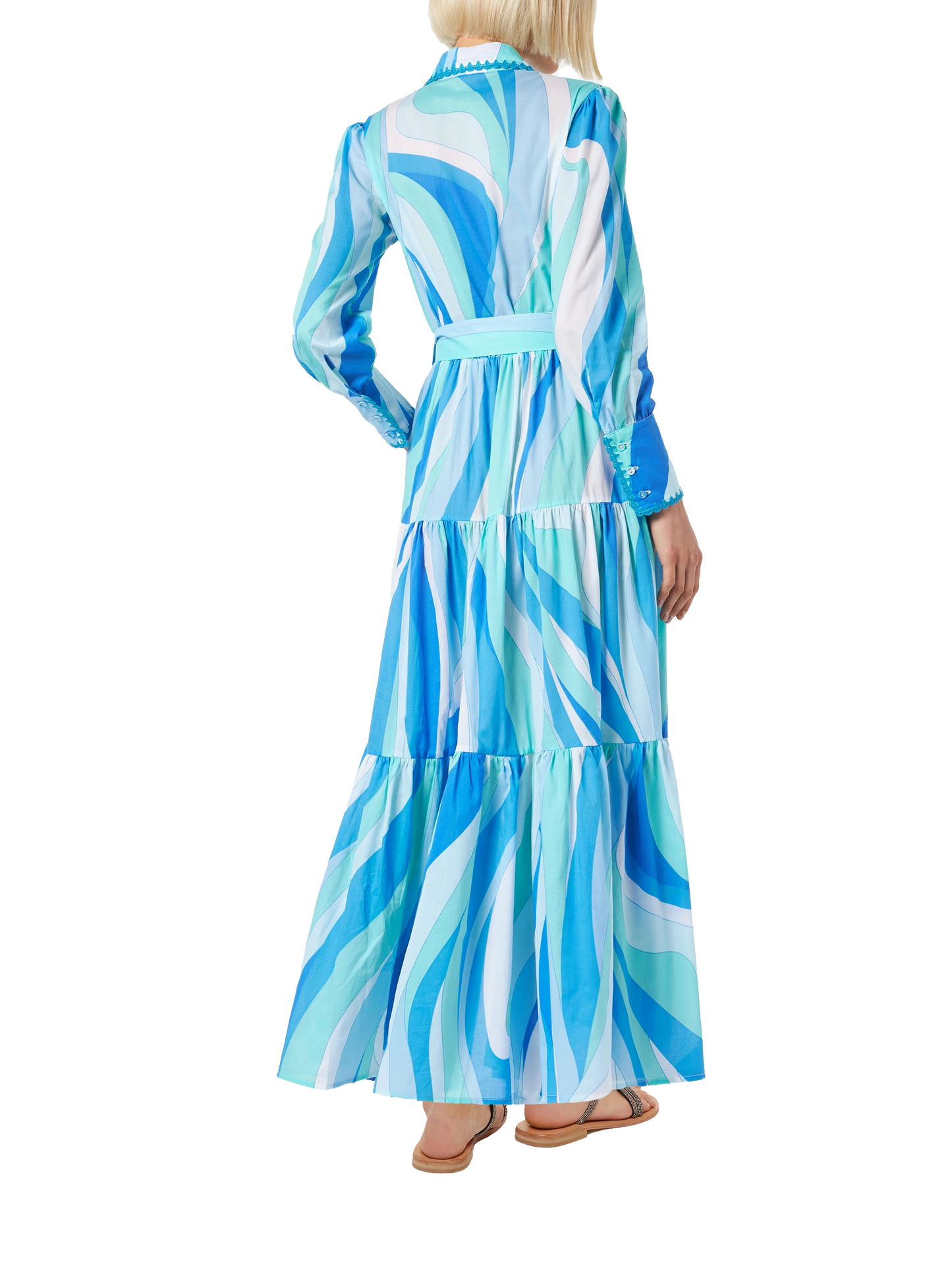Langes Damenkleid Jensen mit Wellenprint