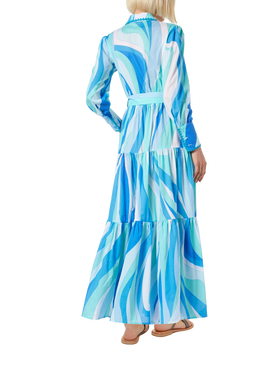 Langes Damenkleid Jensen mit Wellenprint