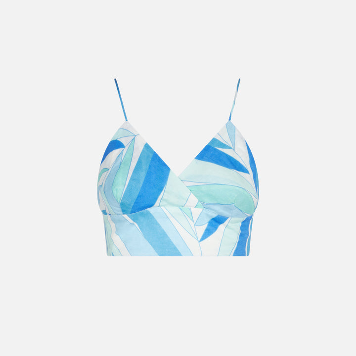 Bedrucktes Bralette-Oberteil aus Leinen