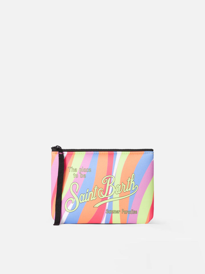 Aline scuba pochette with multicolor waves print