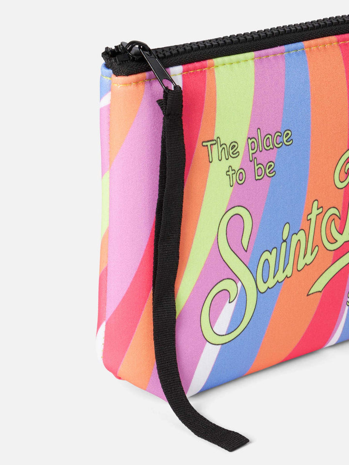 Aline scuba pochette with multicolor waves print