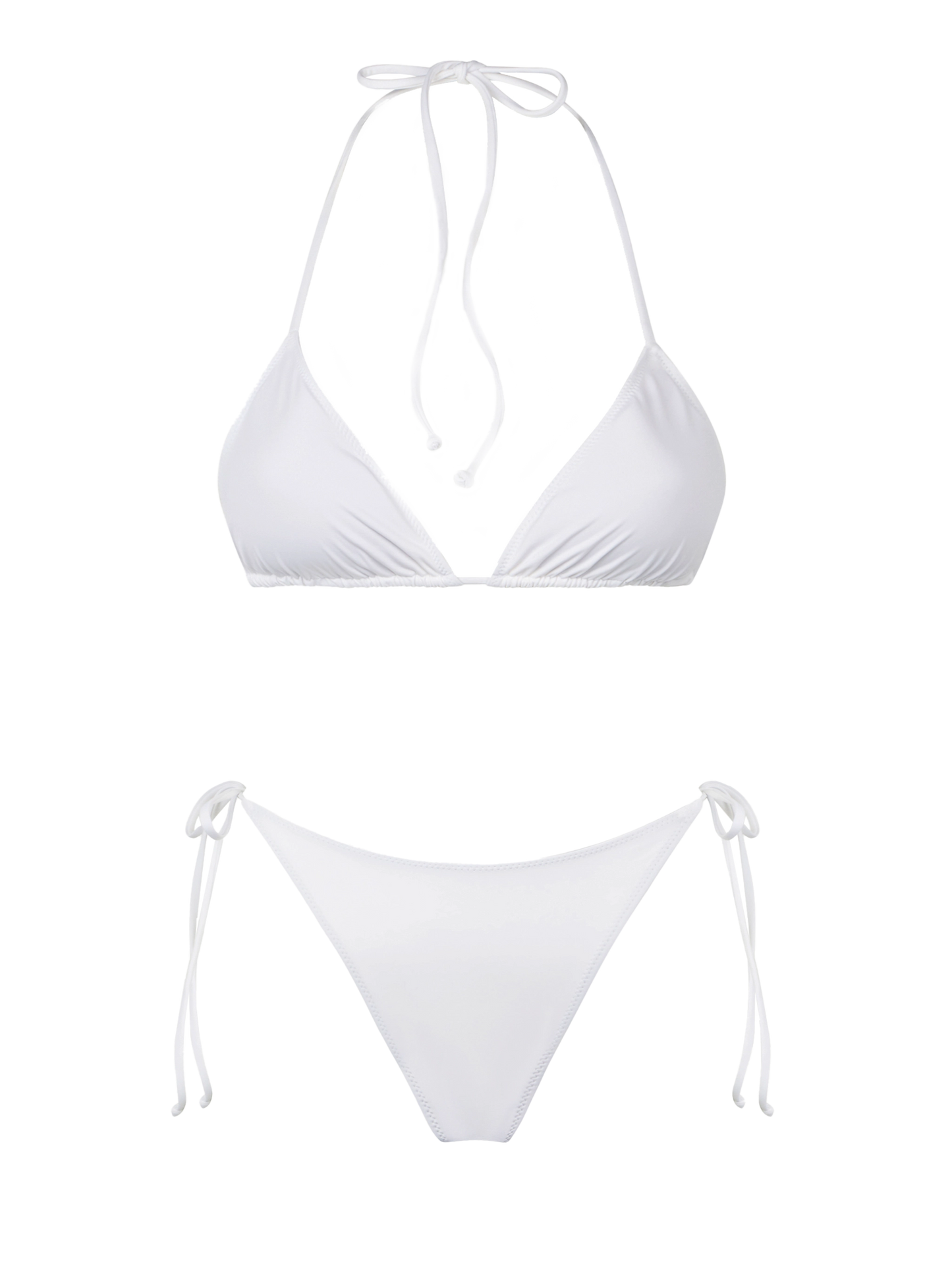 Woman white triangle bikini