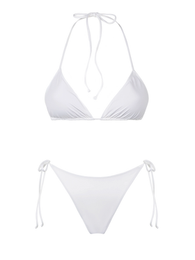 Woman white triangle bikini