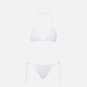 Weißer Crinkle-Triangel-Bikini für Damen