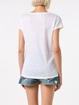 Woman white linen t-shirt