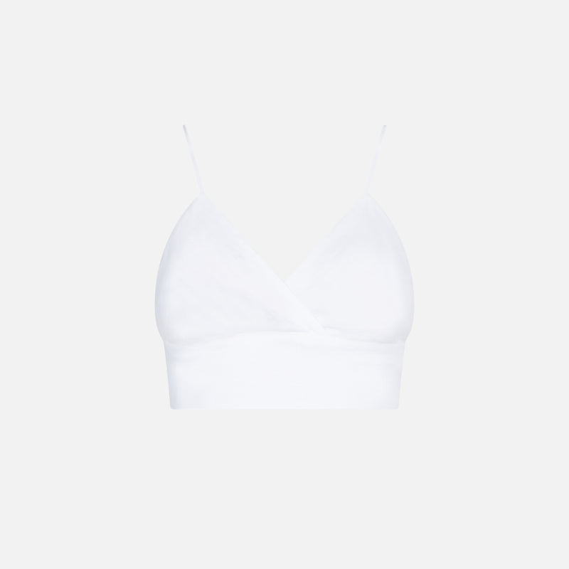 Top a bralette in lino bianco