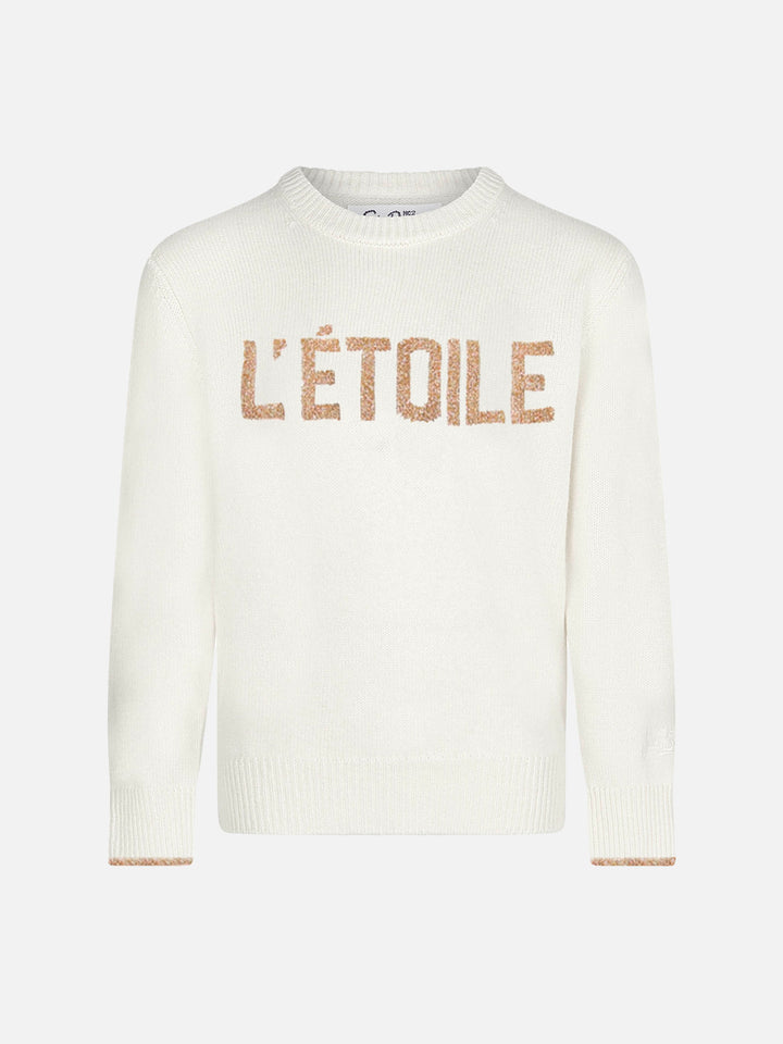 Maglione bianco da bambina con stampa lurex L'Étoile