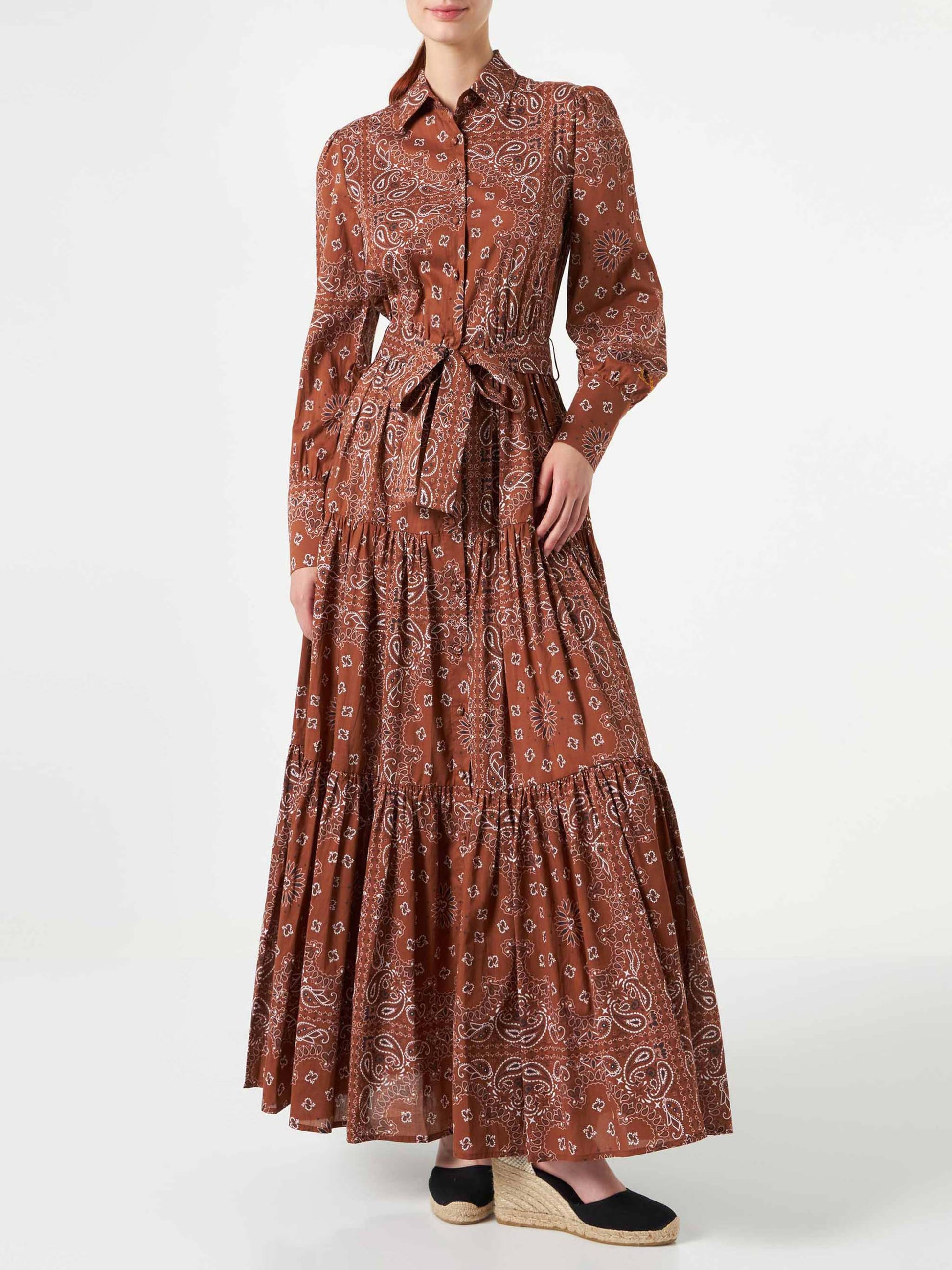 Woman brown bandanna long dress Jensen - MC2 Saint Barth