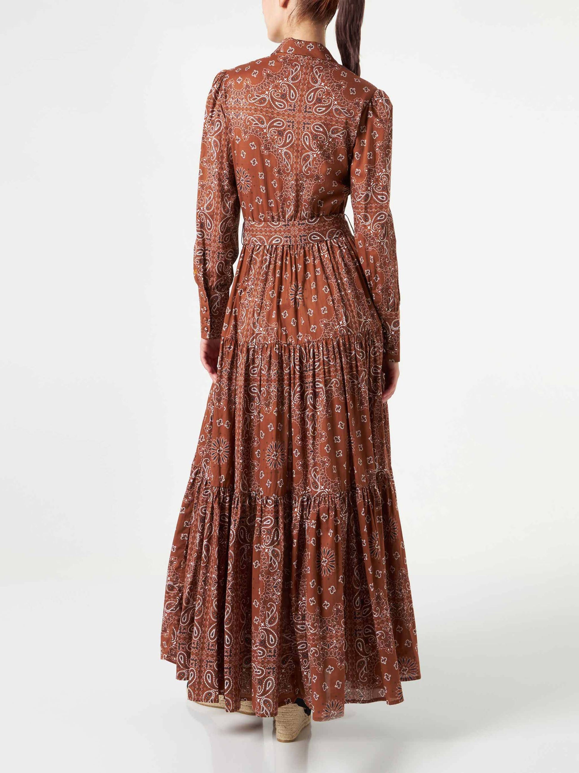 Woman brown bandanna long dress Jensen - MC2 Saint Barth