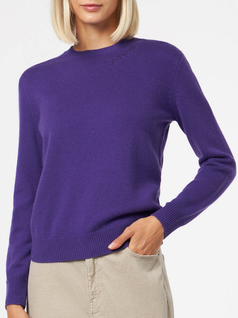 Woman purple cashmere blend sweater New Queen