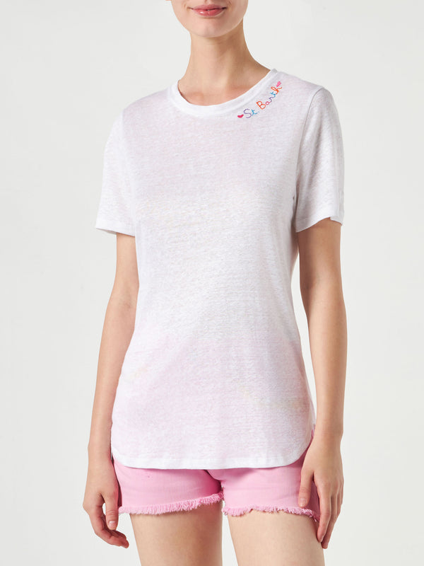 T-shirt in cotone con ricamo Love St. Barth