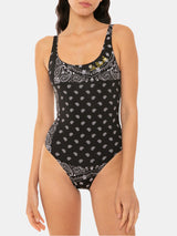 Woman one piece swimsuit with bandanna print