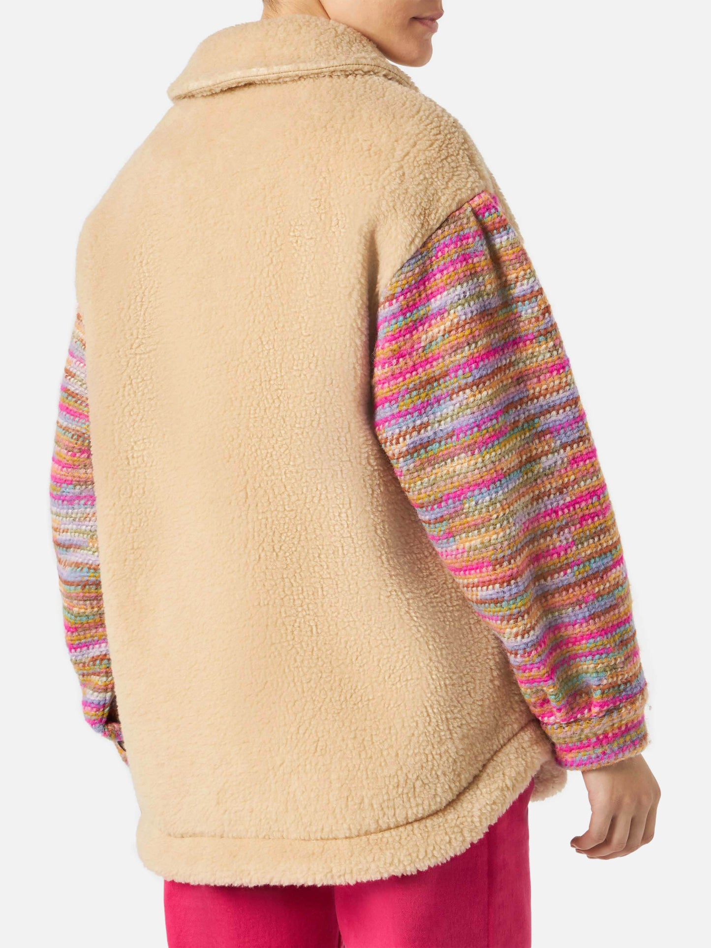 Sovracamicia da donna in sherpa con dettagli crochet