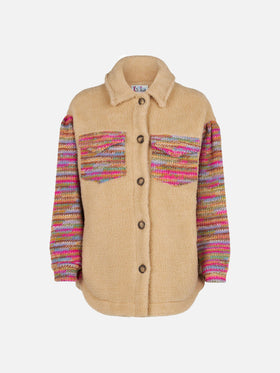 Sovracamicia da donna in sherpa con dettagli crochet