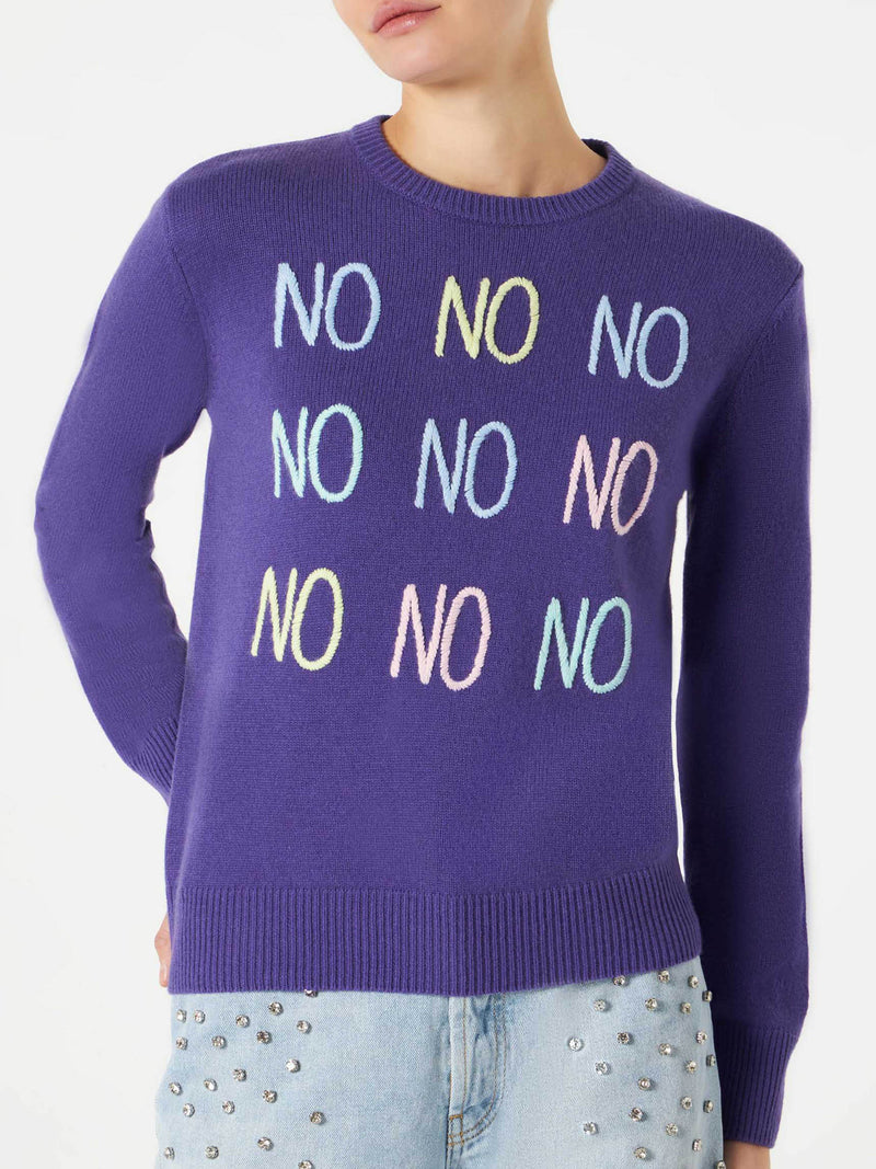 Woman sweater with NO NO NO embroidery