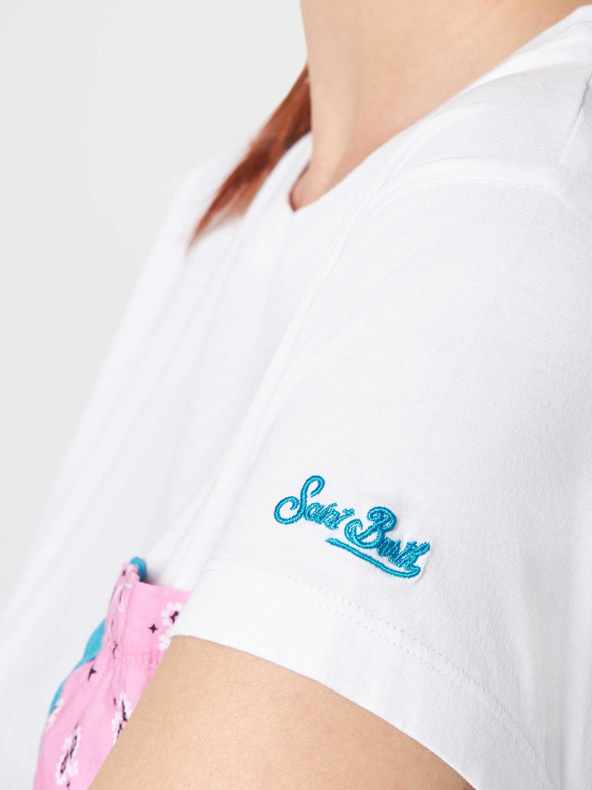 Woman cotton t-shirt with pocket - MC2 Saint Barth