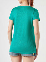 Woman green linen t-shirt