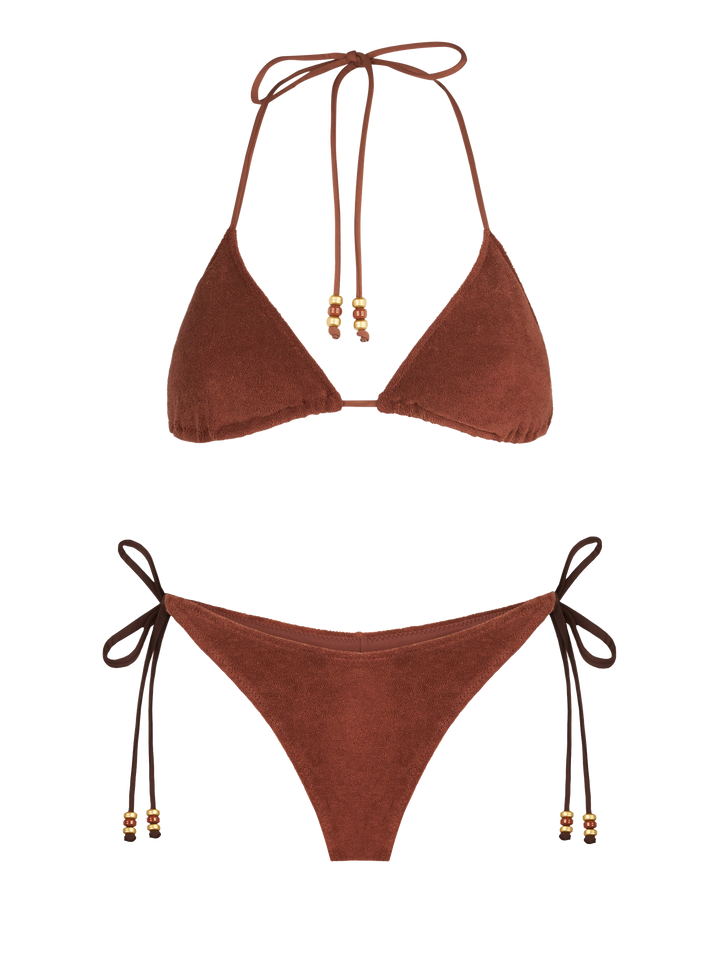 Woman brown terry triangle bikini - MC2 Saint Barth