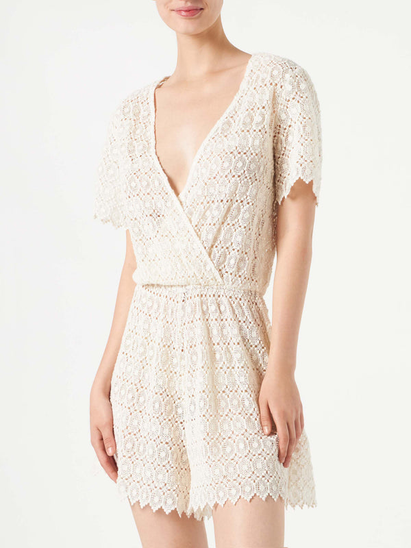 Off white lace short jumpsuit