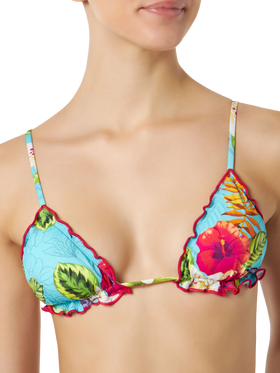 Damen-Triangel-Bikini mit Ibiskus-Print