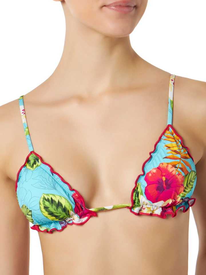 Damen-Triangel-Top mit Ibiskus-Print