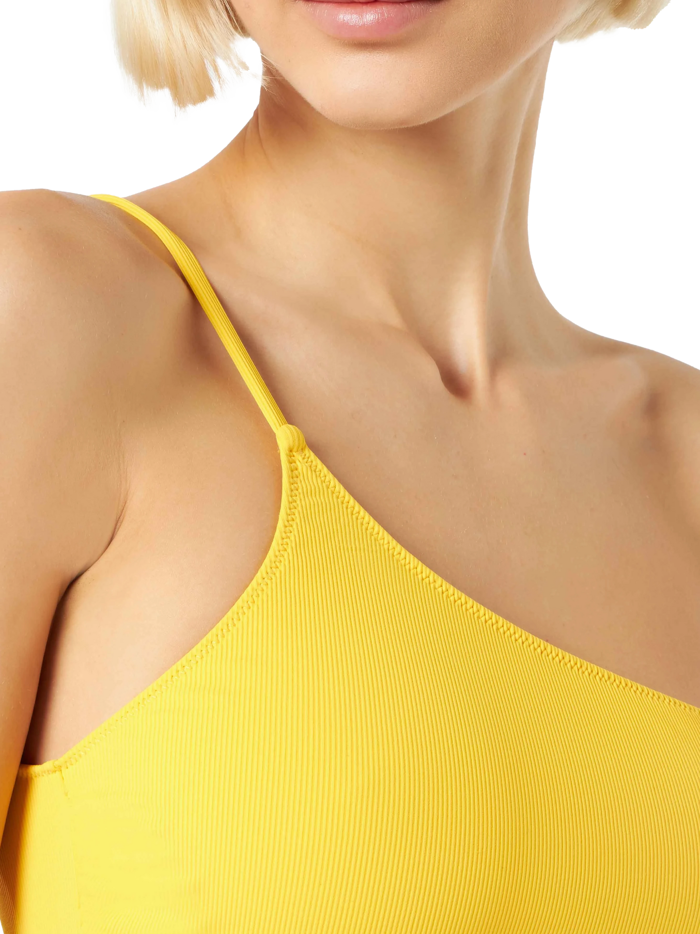 Yellow ribbed one shoulder bralette