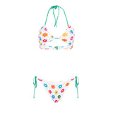 Woman bandeau bikini with daisy print