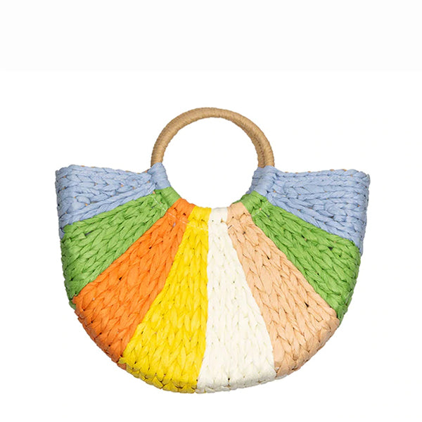 straw bags with round handle