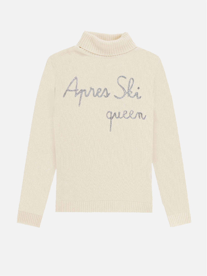 Damen-Rollkragenpullover mit Après-Ski-Lurex-Stickerei