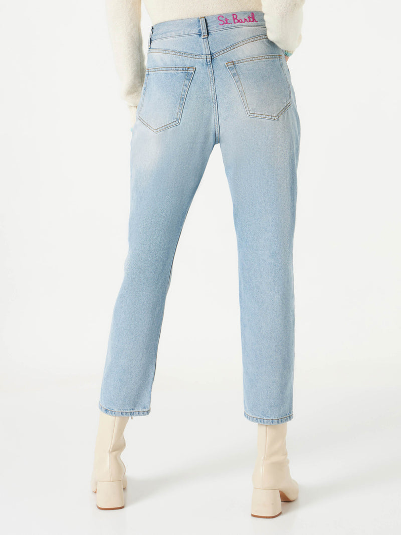 Woman jeans with rhinestones