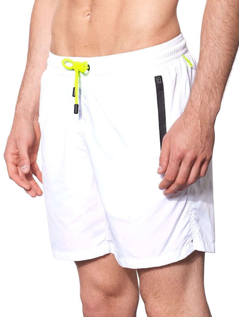 Costume da bagno con zip in tessuto leggero bianco